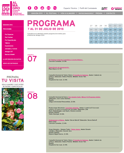 Programa oficial Festival Internacional de Teatro Clásico de Almagro - RETOM